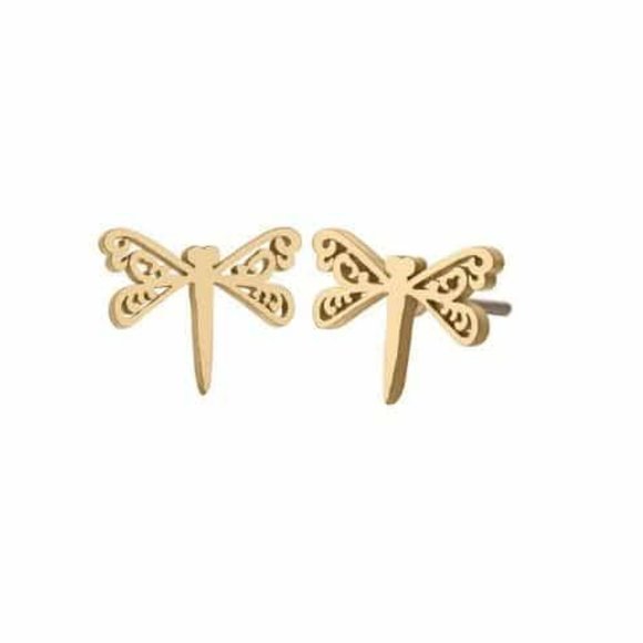 Dragonfly Stud Earrings for Little Girls (Gold) - Picture 2 of 2